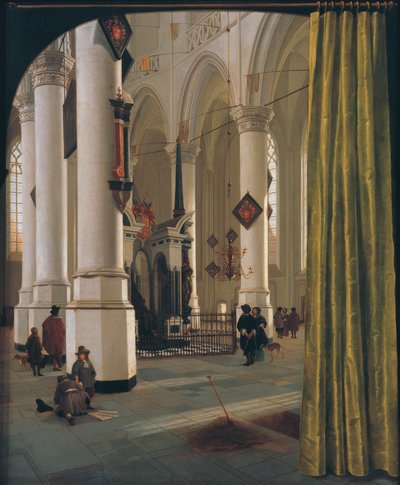 El interior de la Nieuwe Kerk en Delft con la tumba del príncipe Guillermo el Silencioso de Orange (1533-1584) de Hendrik Cornelisz. van Vliet